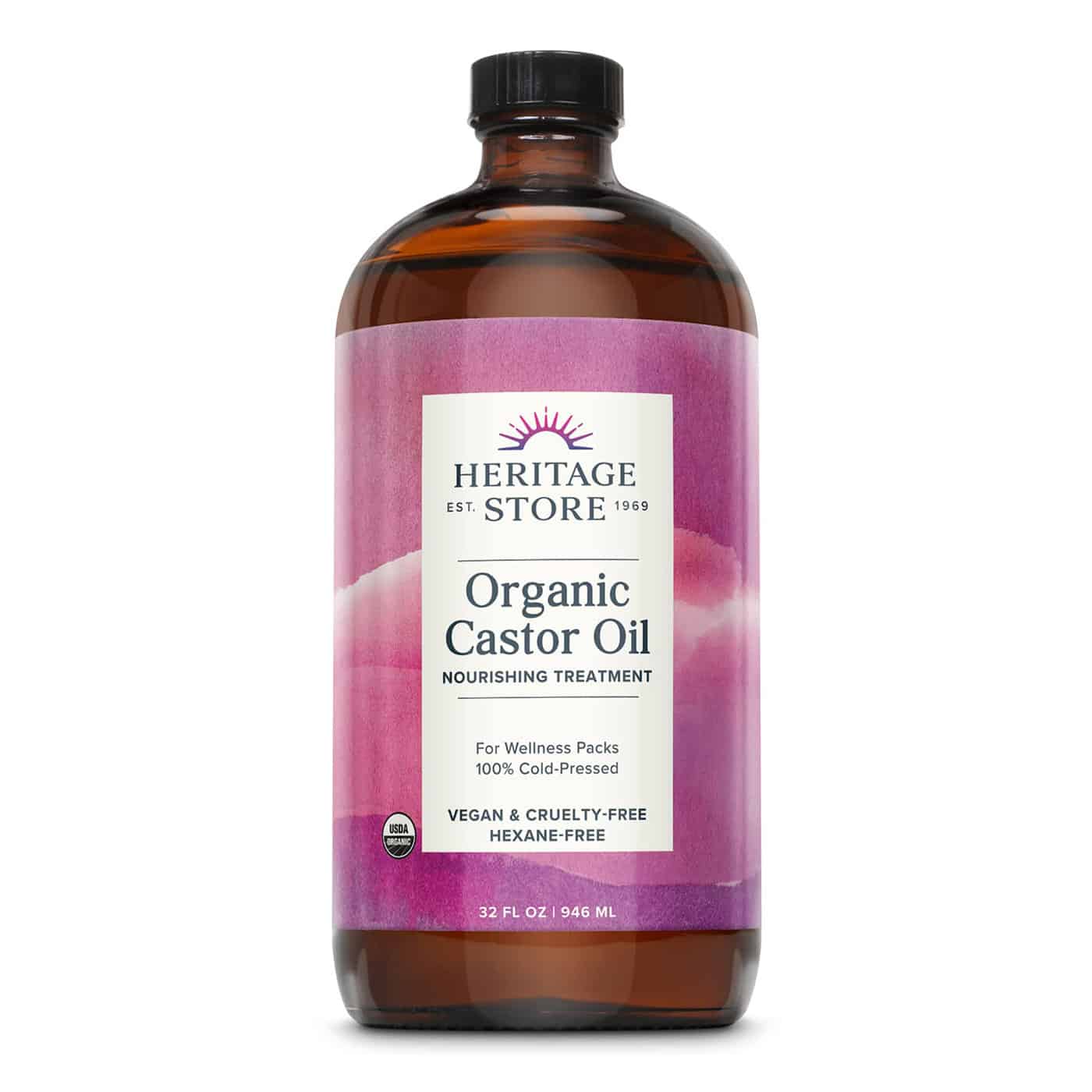 Organic, Cold Pressed Castor Oil, Glass Bottle